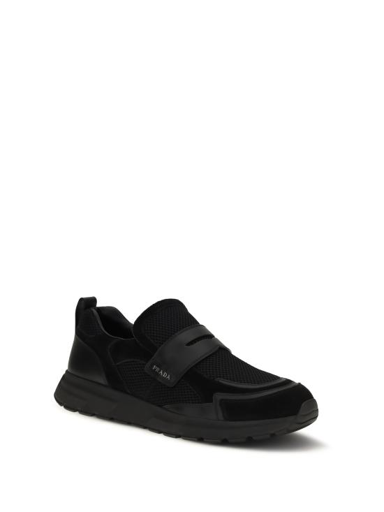 26FW 프라다 프랙스 메시 패브릭 및 가죽 로퍼 2DE163FG0003ZM0 F0002 NERO - PRADA