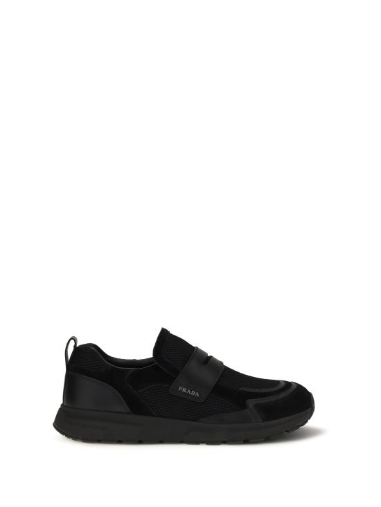 26FW 프라다 프랙스 메시 패브릭 및 가죽 로퍼 2DE163FG0003ZM0 F0002 NERO
