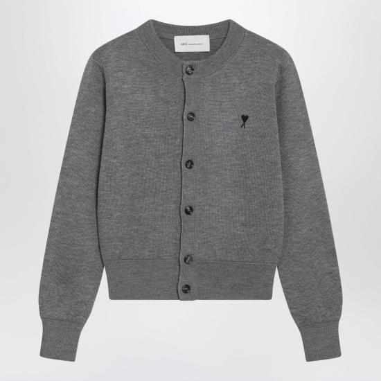 26FW 아미 크루넥 울 가디건 FKC361 001 A336 GREY DOM