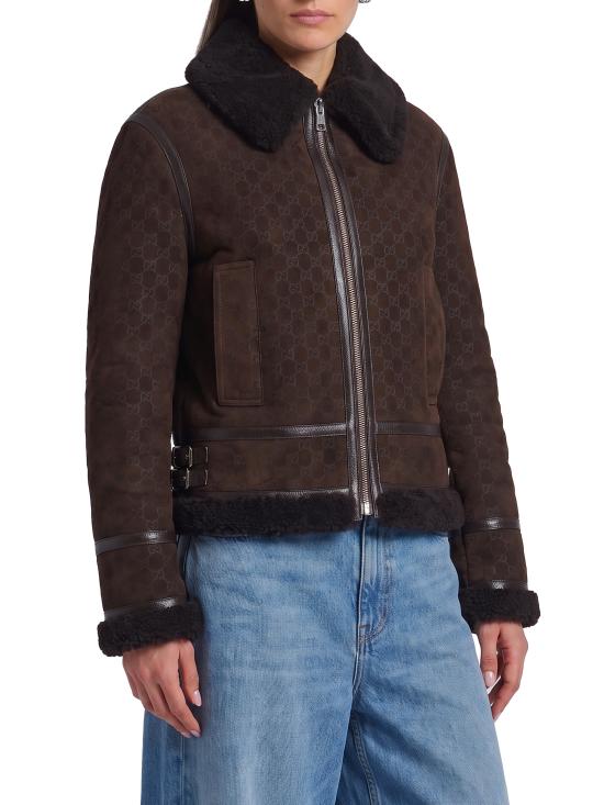 26FW 구찌 프린트 스웨이드 쉐어링 자켓 835526 BROWN - GUCCI