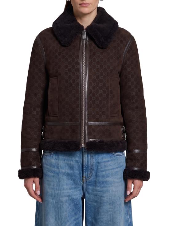26FW 구찌 프린트 스웨이드 쉐어링 자켓 835526 BROWN - GUCCI