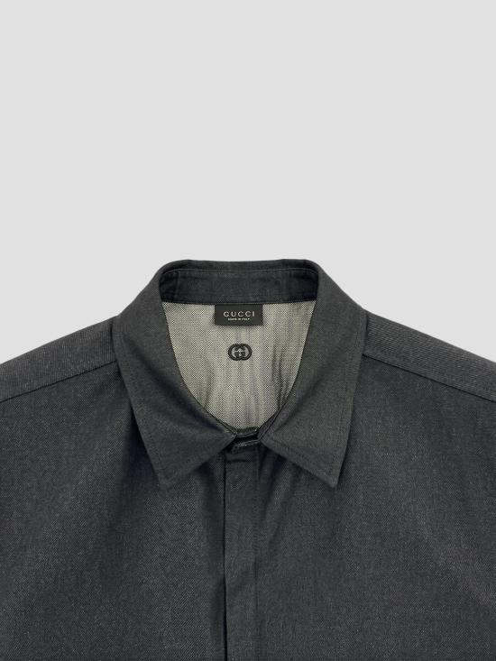 26FW 구찌 인터로킹 G 코튼 실크 셔츠 인터로킹 G 코튼 실크 셔츠 A0041CXDDBI 1000 BLACK - GUCCI