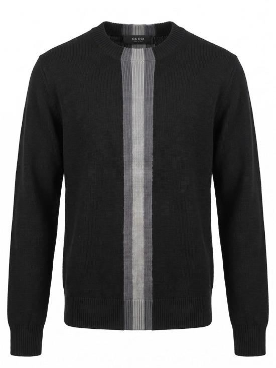 26FW 구찌 스트라이프 디테일 크루넥 울 스웨터 864572XKFG6 1062 BLACK DRK GREY
