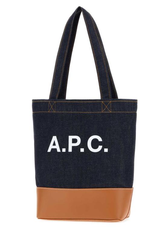  아페쎄 토트백 A.P.C. 투톤 데님 & 가죽 악셀 쇼핑백 - A.P.C.