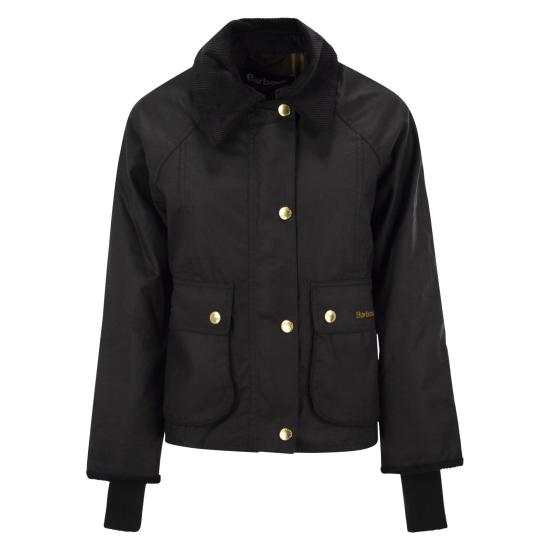 26FW 바버 크롭드 비드넬 왁스 재킷 LWX1403 LWX BK71 BLACK CLASSIC