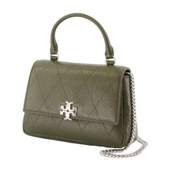  토리버치 지갑 찰리 탑 핸들 월렛 온 체인 카키 - TORY BURCH