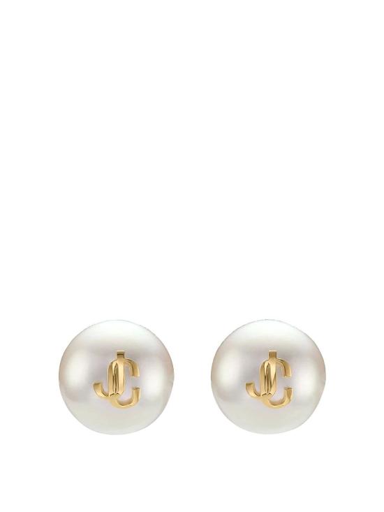 26FW 지미추 이어링 MAXIPEARLSTUDSDXQGOLDWHITE
