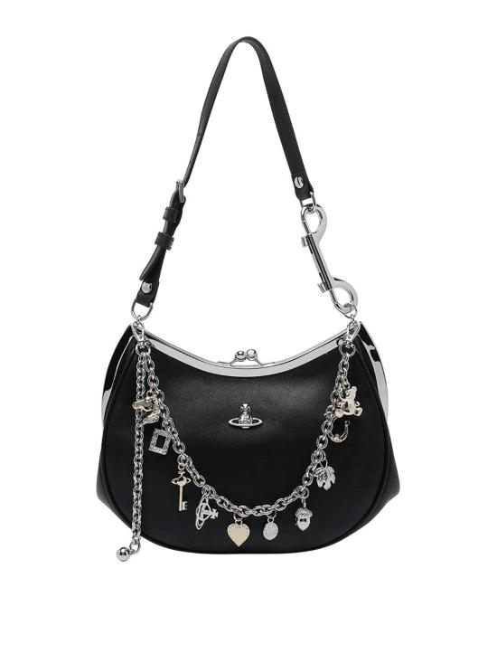26FW 비비안웨스트우드 카프스킨 스몰 로고 토트백 4B01000PWL00BXN401 BLACK
