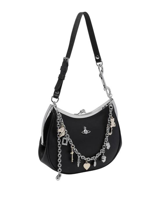 26FW 비비안웨스트우드 카프스킨 스몰 로고 토트백 4B01000PWL00BXN401 BLACK - VIVIENNE WESTWOOD