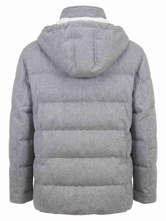 26FW 브루넬로 쿠치넬리 본디드 울 플란넬 탈부착 후드 다운 자켓 MM4701823CF427 GREY - BRUNELLO CUCINELLI