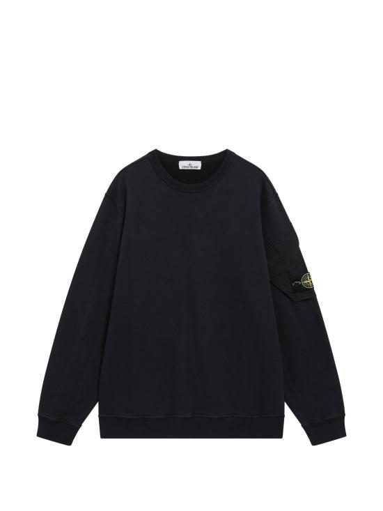 26FW 스톤 아일랜드 브러쉬드 오가닉 코튼 플리스 레귤러핏 크루넥 스웨트셔츠 슬리브 포켓 L2S156100015S0A20 V0020 NAVYBLUE