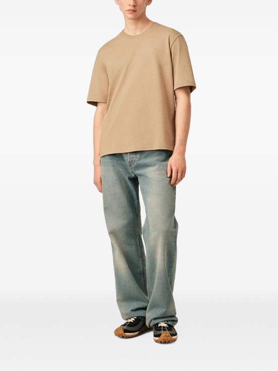 26FW 아미 하트 로고 코튼 자수 티셔츠 UTS341726 A184 BEIGE MASTIC - AMI