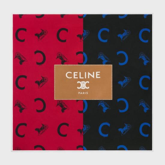 26FW 셀린느 실크 트윌 스퀘어 스카프 2AW902R45 GGT3 REDNAVYCAMEL GGT3 RED NAVY CAMEL