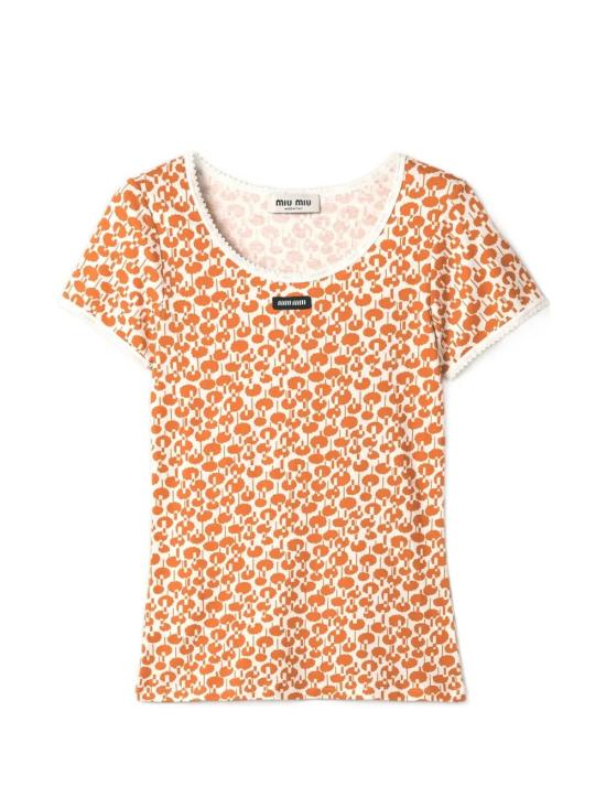 26FW 미우미우 반팔 티셔츠 MJNA37SOOO19UX F0KI7 AVORIOARANCIO F0KI7 AVORIO ARANCIO