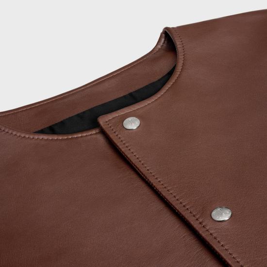 26FW 셀린느 램스킨 가디건 재킷 RV14O1437 18MH MAHOGANY - CELINE