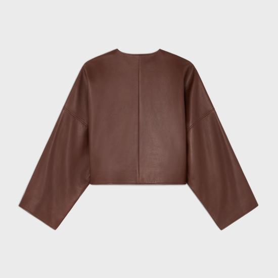 26FW 셀린느 램스킨 가디건 재킷 RV14O1437 18MH MAHOGANY - CELINE