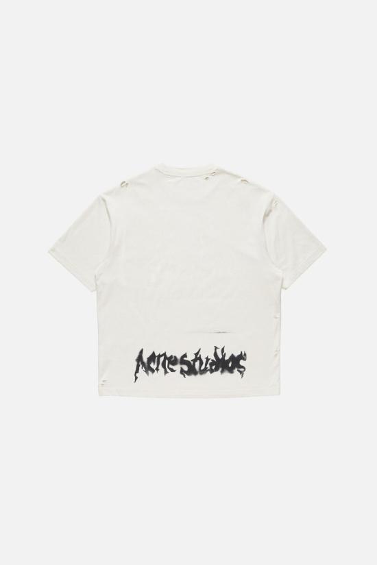 26FW 아크네 스튜디오 고딕 로고 티셔츠 BL0430FNMNTSHI000687 DC6 DUSTYWHITE - ACNE STUDIOS