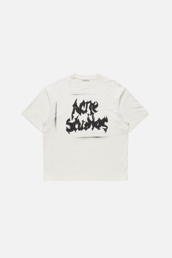 26FW 아크네 스튜디오 고딕 로고 티셔츠 BL0430FNMNTSHI000687 DC6 DUSTYWHITE - ACNE STUDIOS