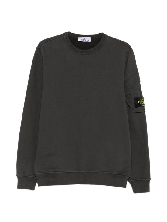 26FW 스톤 아일랜드 브러쉬드 오가닉 코튼 플리스 레귤러핏 크루넥 스웨트셔츠 슬리브 포켓 L2S156100015S0A20 V0062 LEADGREY