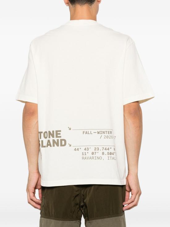 26FW 스톤 아일랜드 그래픽 프린트 오가닉 코튼 반팔 티셔츠 L2S152100001S0480 V0093 IVORY - STONE ISLAND