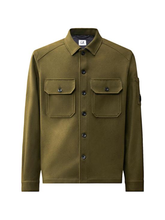 26FW 씨피 컴퍼니 펠티드 울 렌즈 버튼 오버셔츠 21CMOS261A110804A 683 IVY GREEN