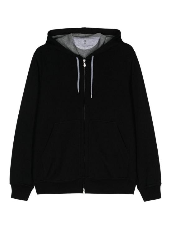 25FW 브루넬로 쿠치넬리 더블 페이스 스웨트 집업 후디 MM8319069GC101 BLACK