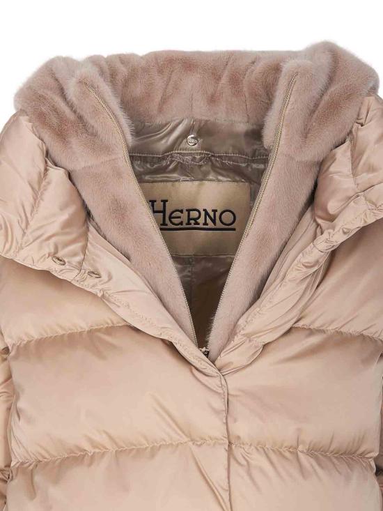 25FW 에르노 새틴 & 뉴 레이디 퍼 A셰이프 다운 자킷 PI001934D12170Z1985 NUDE NEUTRALS - HERNO