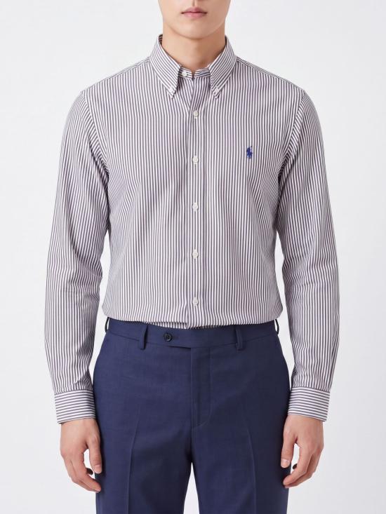 26FW 폴로 랄프로렌 커스텀핏 코튼 포플린 스트라이프 셔츠 710929346 506 White