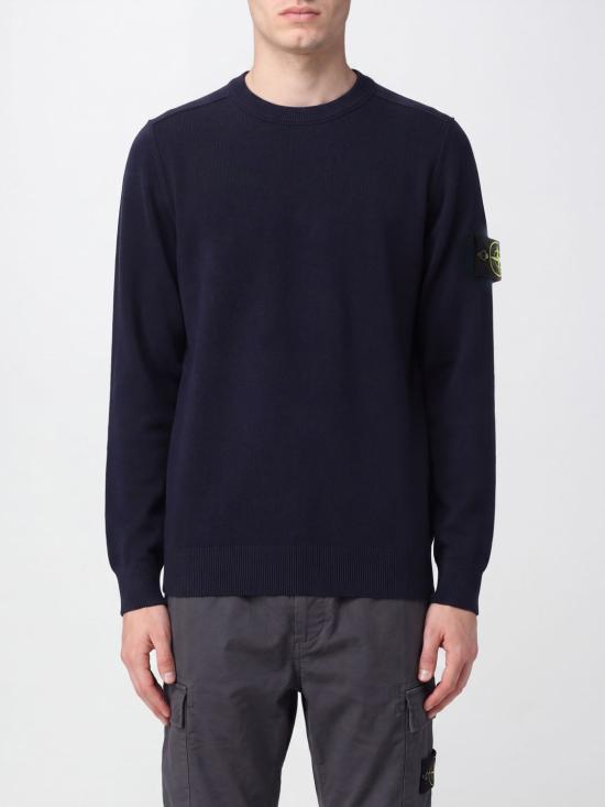 26FW 스톤 아일랜드 소프트 오가닉 코튼 롤드 엣지 심 크루넥 점퍼 5100053S00B2 V0020 Navy