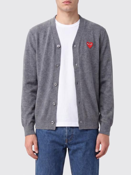 26FW 꼼데가르송 V넥 하트 와펜 가디건 AXN008 3 Grey