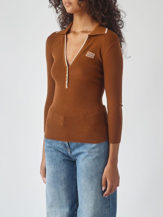26FW 엘리자베타프랜치 폴로 티셔츠 MK17B66E2 FQ4 Brown - ELISABETTA FRANCHI