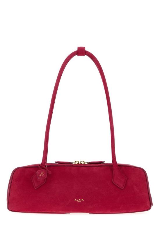  알라이아 가방 Alaia 미디엄 Le Teckel 스웨이드 숄더백 Framboise