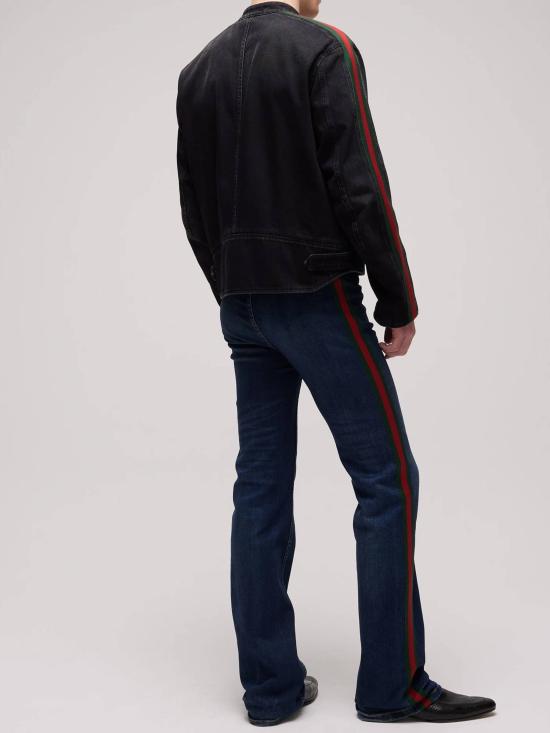 26FW 구찌 GG 자카드 레더 트림 코튼 데님 자켓 872075 XDDHQ 1000 BLACK DOM - GUCCI