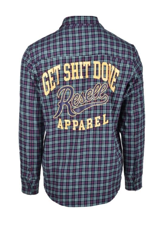  Resell Apparel 셔츠 파란색 체크무늬 면 플란넬 - OTHER BRANDS