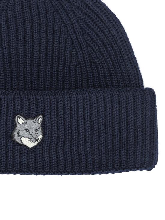 26FW 메종키츠네 폭스 헤드 라지 비니 PM06112KT10220413 Blue - MAISON KITSUNE