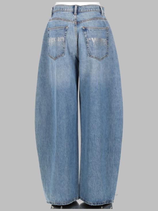  알렉산더 왕 데님 팬츠 블로우 업 스트라스 로고 진 블루 - ALEXANDER WANG