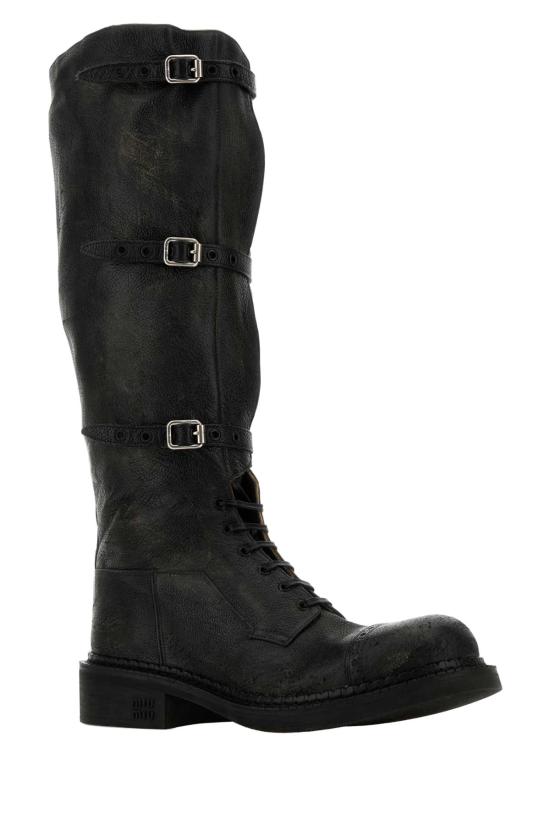 26FW 미우미우 가죽 스트랩 바이커 부츠 5W315EFG0352KJ F0002 BLACK - MIU MIU