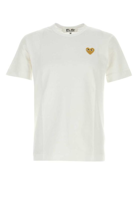 26FW 꼼데가르송 골드하트 와펜 반팔티 AXT216051 WHITE
