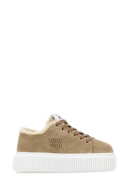 26FW 미우미우 로고 데님 스니커즈 5E389EFZF05Z0G F0F24 BEIGE - MIU MIU