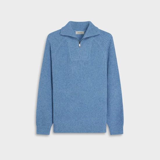  Bugatchi 스웨터 부가치 립 니트 쿼터 집업  에어 블루 - OTHER BRANDS