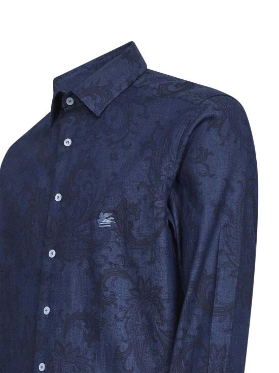 에트로 데님 팬츠 페이즐리 라마지 패턴 데님 셔츠 블루 - ETRO