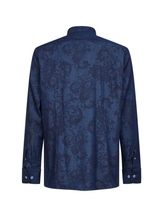  에트로 데님 팬츠 페이즐리 라마지 패턴 데님 셔츠 블루 - ETRO