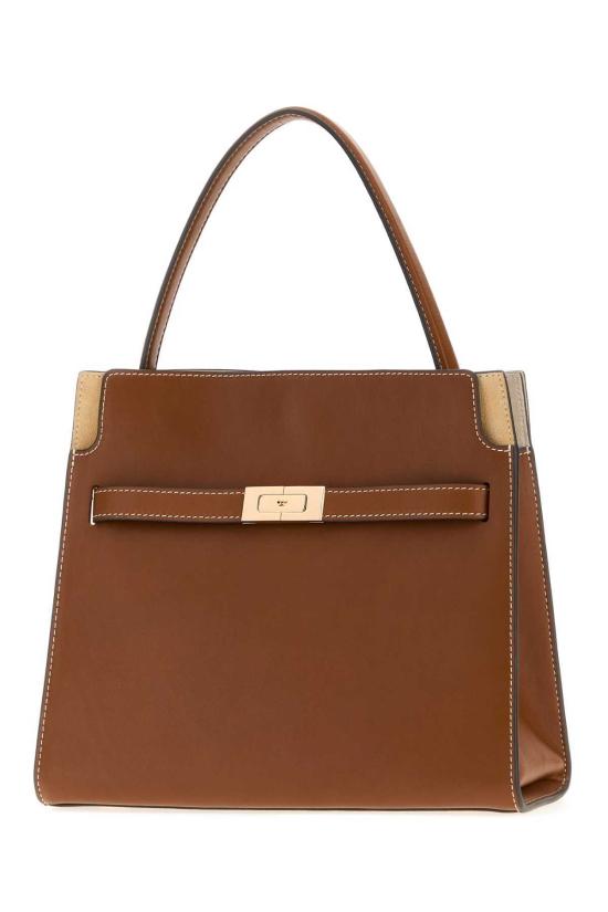  토리버치 가방 카멜 가죽 스몰 리 핸드백 (에이징 탄) - TORY BURCH