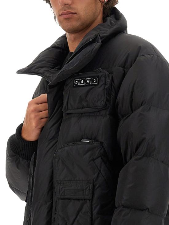  디스퀘어드2 패딩 Dsquared2 로고 다운 재킷 블랙 - DSQUARED2