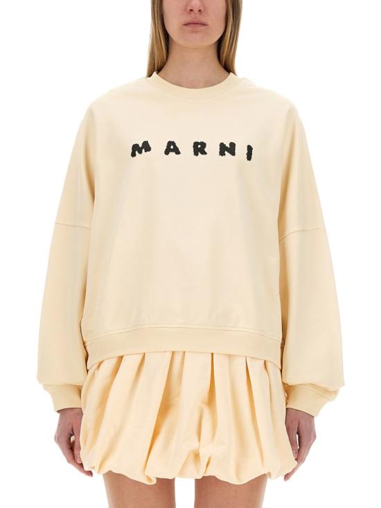  마르니 스웨터 프린트 코튼 스웨트셔츠 아이보리 - MARNI