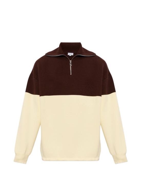 26FW 로에베 코튼 하프 집업 스웨트셔츠 H526Y14 KO93108 BROWN