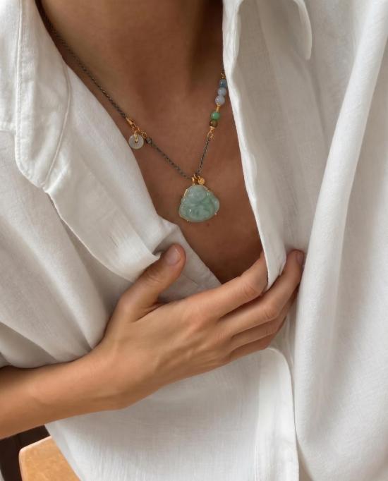  세레 목걸이/팬던트 세리 모자이크 부처 옥 펜던트 목걸이 - SEREE