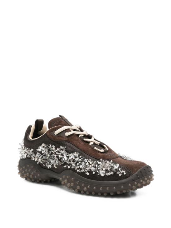 26FW 미우미우 버블 자수 장식 테크니컬 패브릭 및 스웨이드 스니커즈 5E808E 3ZR4F0003 BROWN - MIU MIU