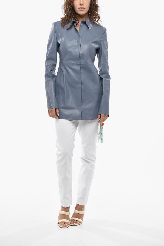  오프화이트 가죽 자켓 OWJE006F21LEA0010600 Blue - OFF WHITE