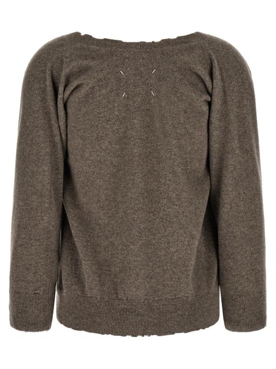  마르지엘라 가디건 메종  리브드 인 버진 울  브라운 - MAISON MARGIELA